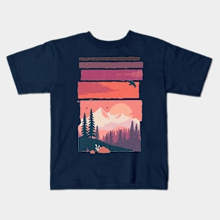 Mountain Forest Sunset - Wanderlust Kids T-Shirt